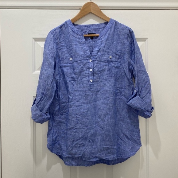 Talbots Linen Popover Top, size Medium or 6 or 8 - Picture 3 of 9